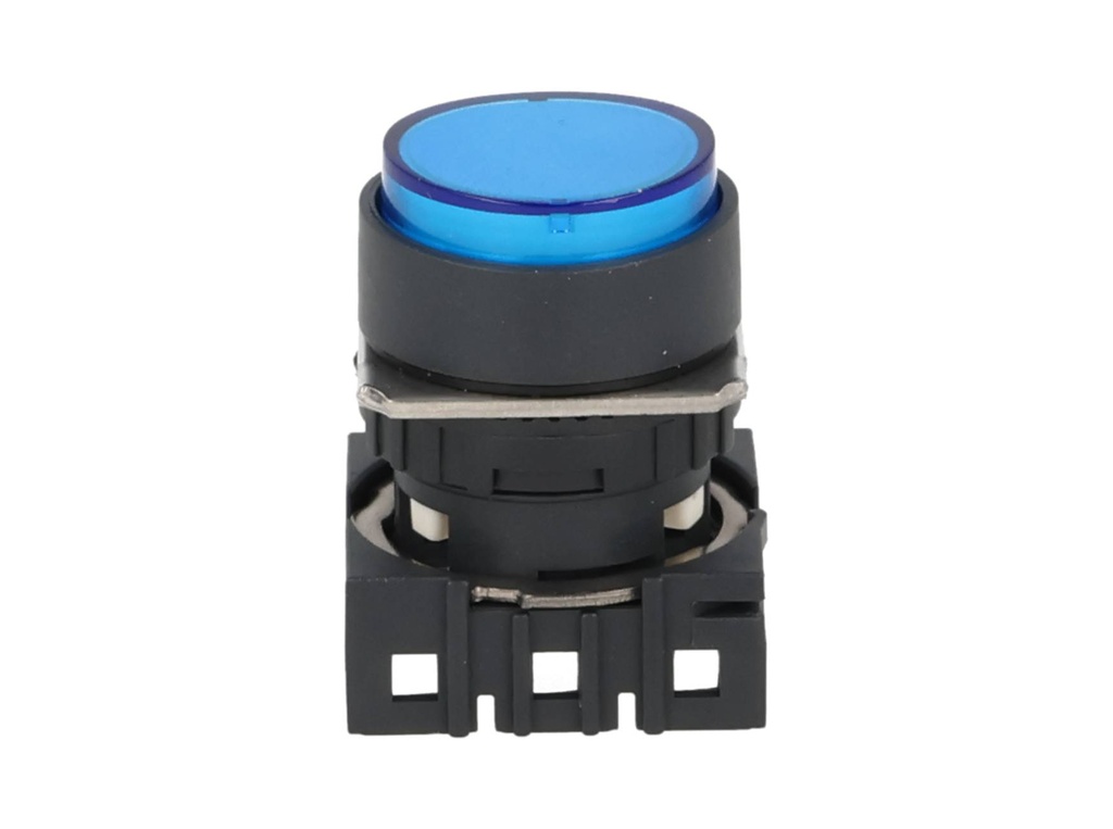 S16PR-E1B — BOTON PULSADOR 16mm, NO ILUMINADO AZUL, REDONDO  SIN CONTACTO INCLUIDO 