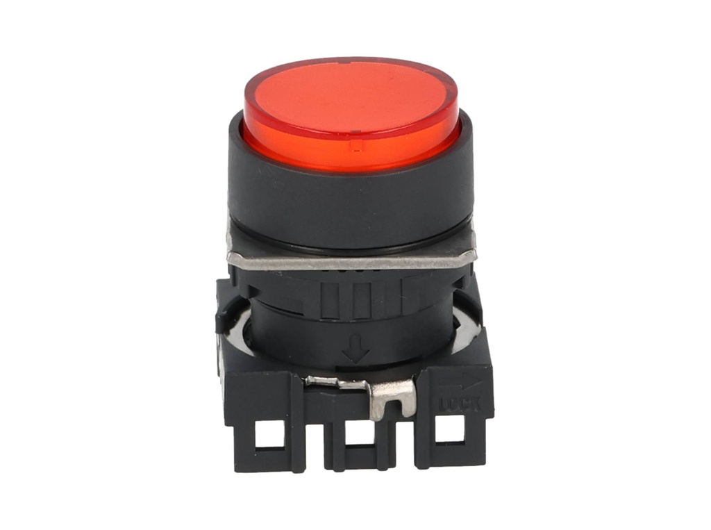 S16PR-E1R — BOTON PULSADOR 16mm, NO ILUMINADO ROJO, REDONDO  SIN CONTACTO INCLUIDO 