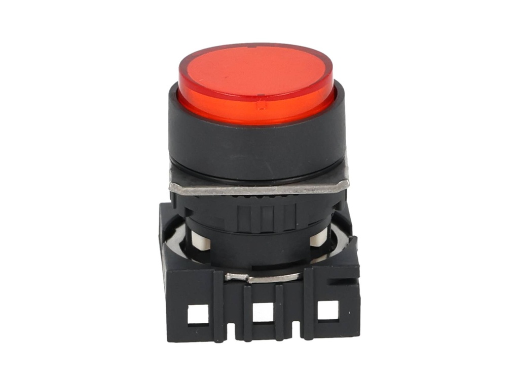 S16PR-E1R — BOTON PULSADOR 16mm, NO ILUMINADO ROJO, REDONDO  SIN CONTACTO INCLUIDO 