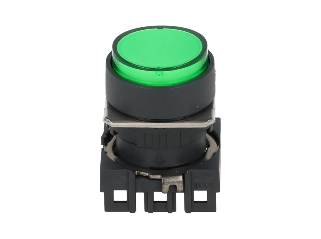 S16PR-E1G — BOTON PULSADOR 16mm, NO ILUMINADO VERDE, REDONDO SIN CONTACTO INCLUIDO 