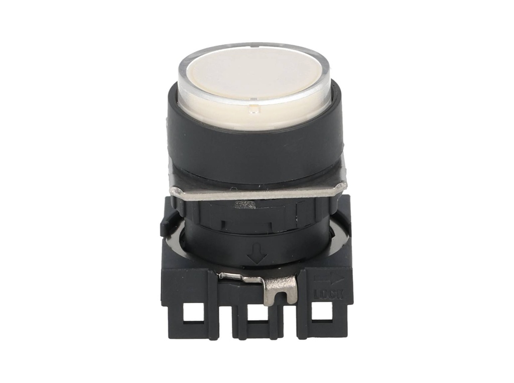 S16PR-E1W — BOTON PULSADOR BLANCO 16mm, MOMENTANEO, NO ILUMINADO, RESTADO NDO SALIENTE