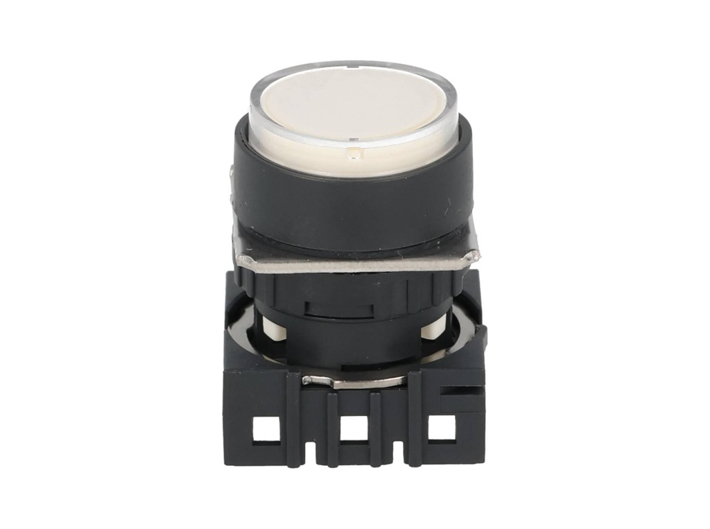 S16PR-E1W — BOTON PULSADOR BLANCO 16mm, MOMENTANEO, NO ILUMINADO, RESTADO NDO SALIENTE