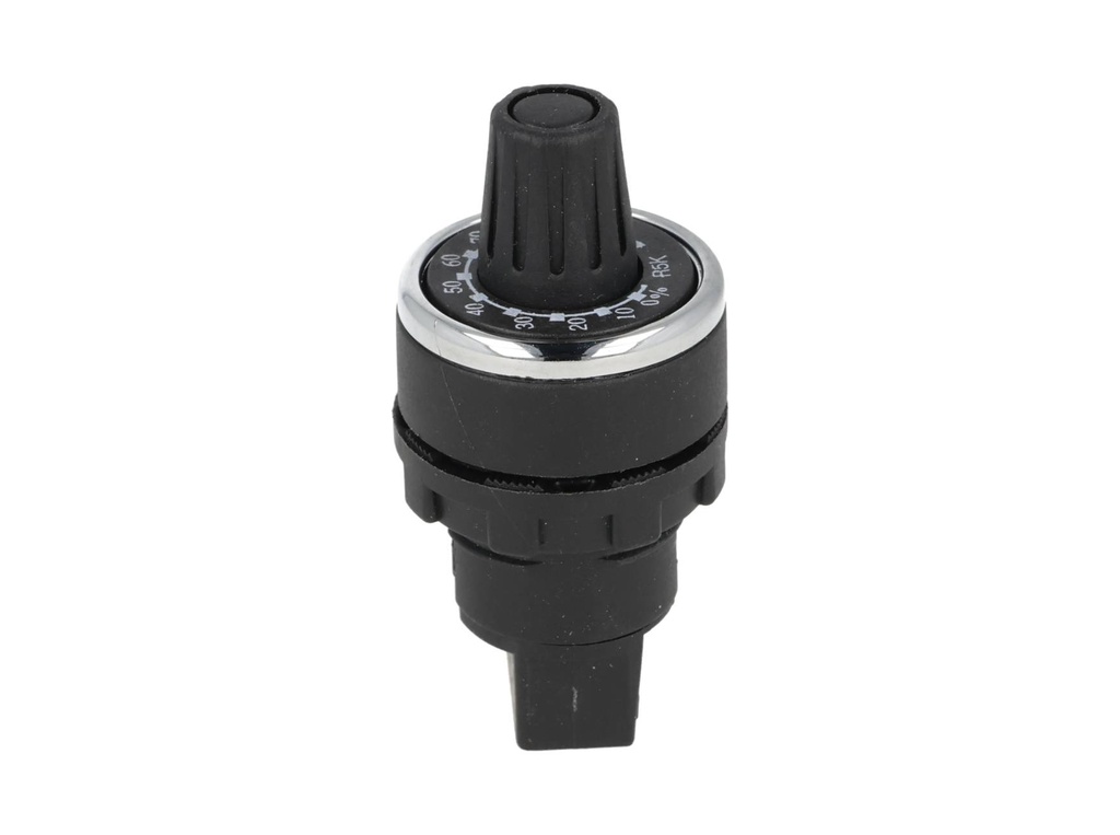 BPR05K — POTENCIOMETRO 22mm 5K OHMS 1.5WATTS CON PERILLA GRADUADA, TOLERANCIA 10%, RESISTENCIA DE AISLAMIENTO MIN 10M OHMS (500VCD) 17.30 MA
