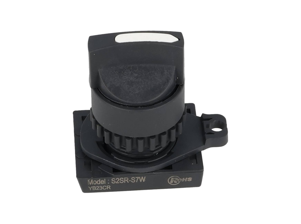 S2SR-S7W — SWITCH SELECTOR BLANCO MANIJA CORTA, 22mm, 3 POSICIONES MANTENIDO