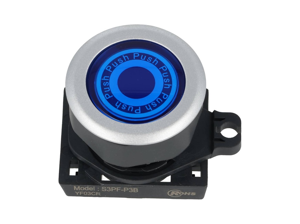 S3PF-P3B — BOTON PULSADOR RASANTE LED AZUL, 1A Y 1C