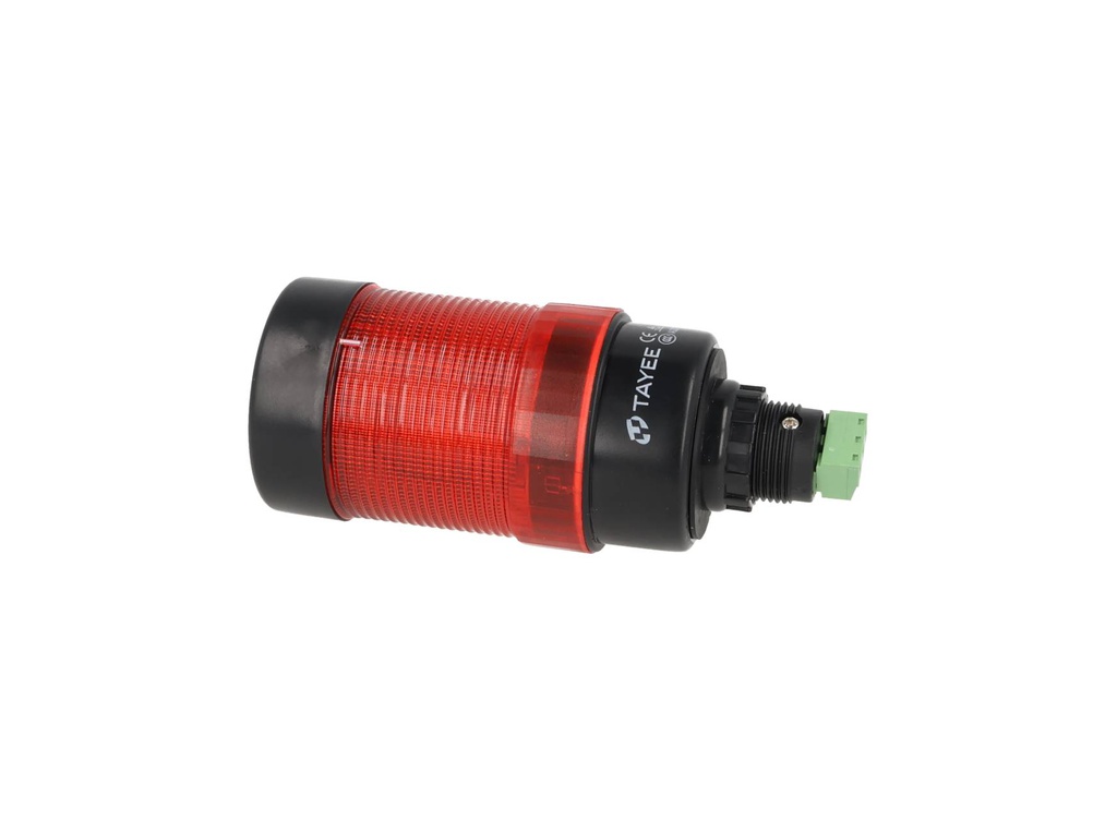 503-R110 — FAROLA ROTATIVA LED ROJO 50mm 110VCA CON BUZZER 80DB, BARRENO BASE 22mm