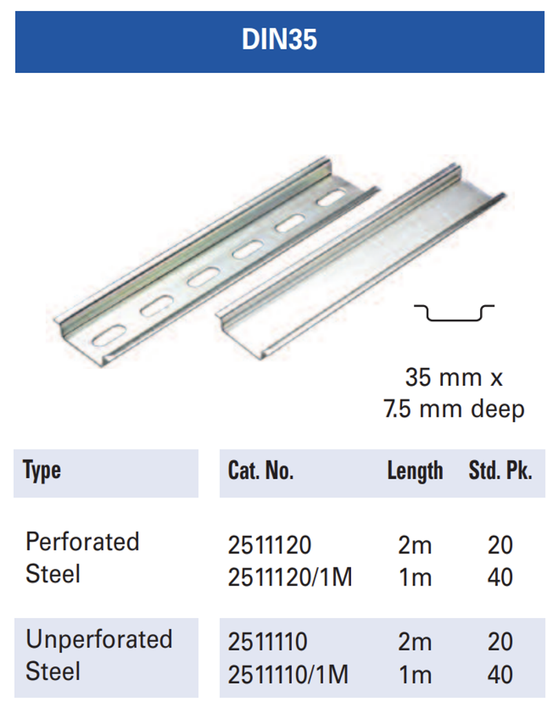 2511120/1M — RIEL DIN ACERO 35MM, TRAMO 1 METRO