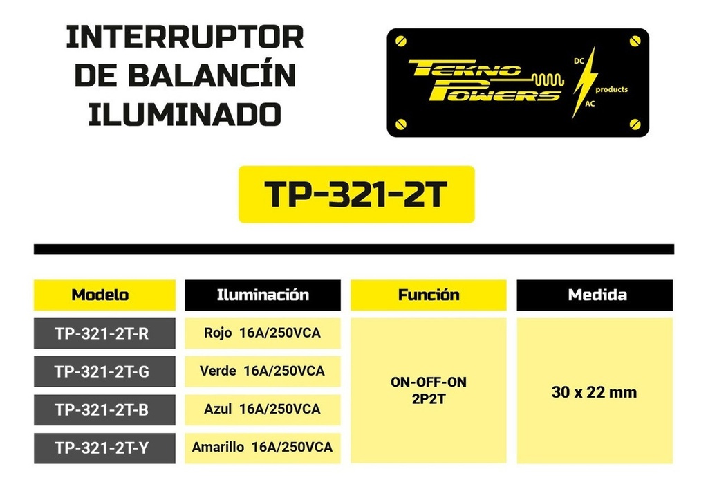 Switch Interruptor Balancin Led 2p2t On-off-on Tp-321-2t-