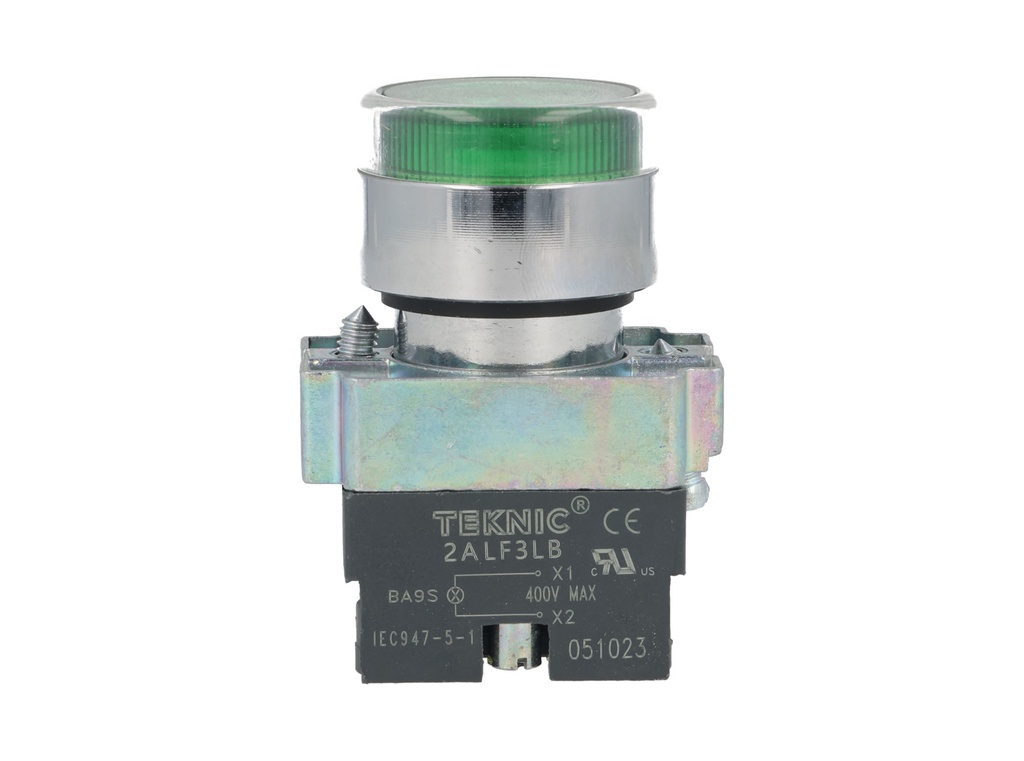 2ALF3LB-400 — PULSADOR ILUMINADO NO INCUYE LED6V, 12V, 24V, 48V, 110V, 230VCA/CD #MCB93*** (***=VOLTAJE) 