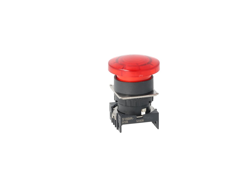 S16BR-H1R — BOTON PULSADOR ROJO 16MM TIPO HONGO