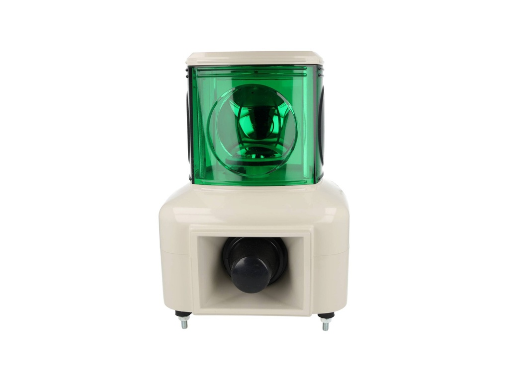 MSGS-110-1G — TORRETA INDUSTRIAL 125mm 110VCA (VERDE) CON SIRENA, MELODIA, 2TONOS, GIRATORIA
