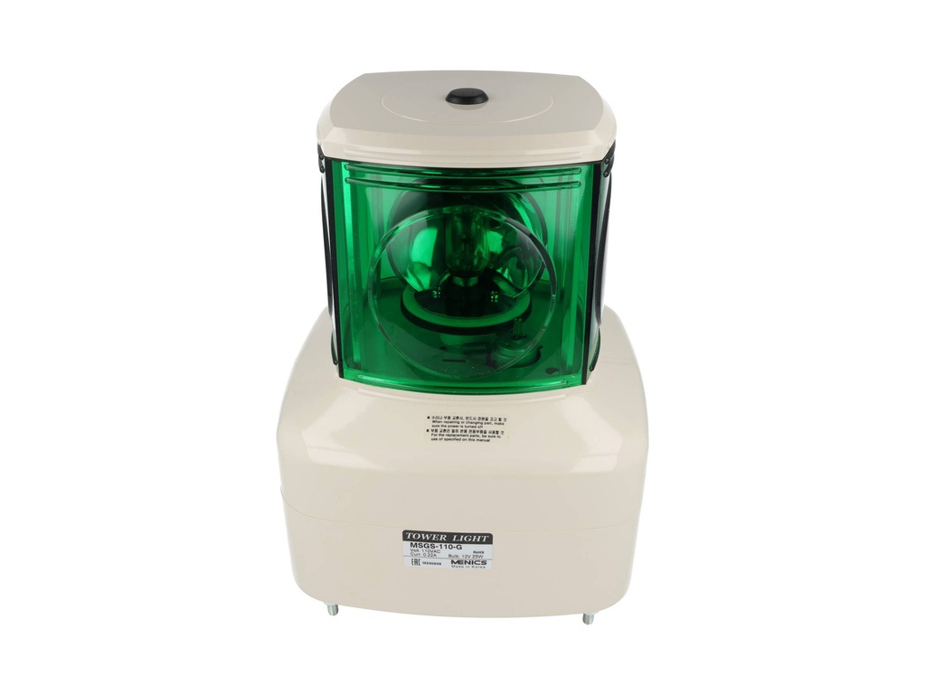 MSGS-110-1G — TORRETA INDUSTRIAL 125mm 110VCA (VERDE) CON SIRENA, MELODIA, 2TONOS, GIRATORIA