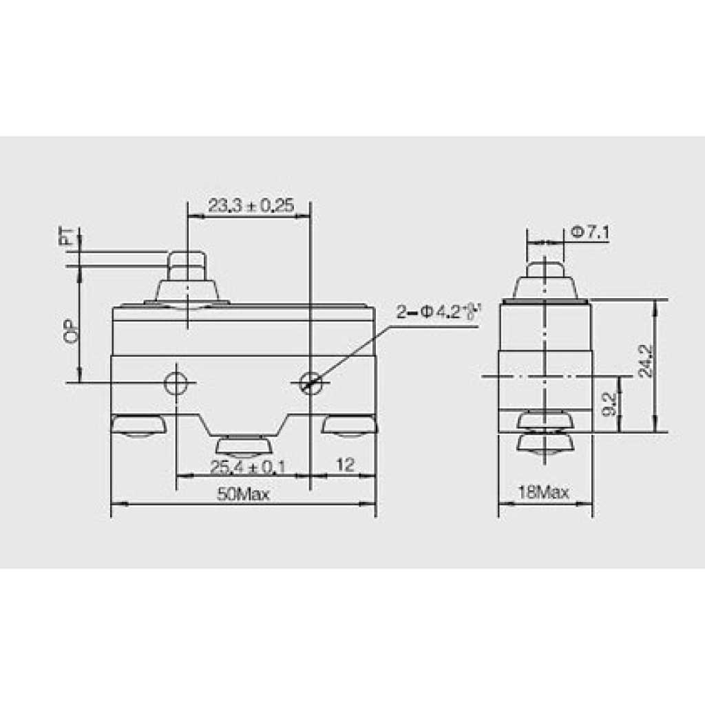XZ-15GQ-B — MICROSWITCH MINIATURA DE BOTON GRANDE, 1NA+1NC 15A/125C