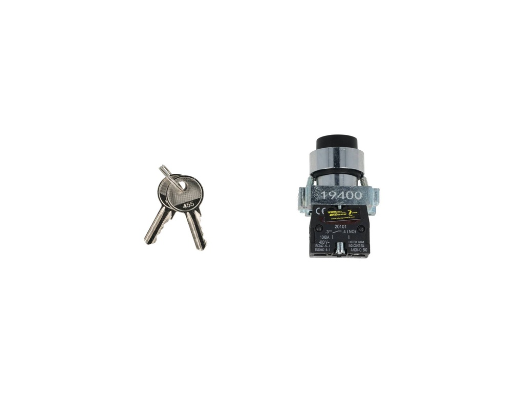 TP-R22-2K — SELECTOR CON LLAVE 2POS 22mm NA 10A 400V*NO SON A PRUEBA DE EXPLOSION* 