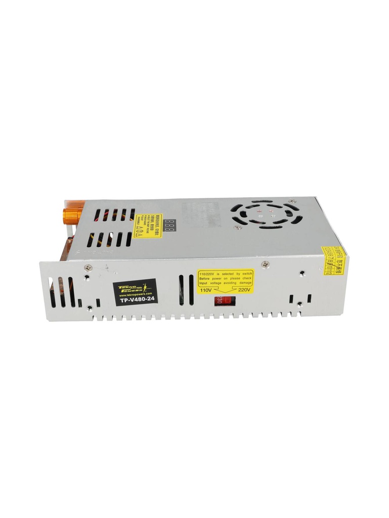 TP-V480-24 — FUENTE VARIABLE 480W/20A, 0-24VCD, VOLTAJE ENTRADA 100/240VCA, CON DISPLAY INDICADOR, MEDIDA: 215X114X49mm