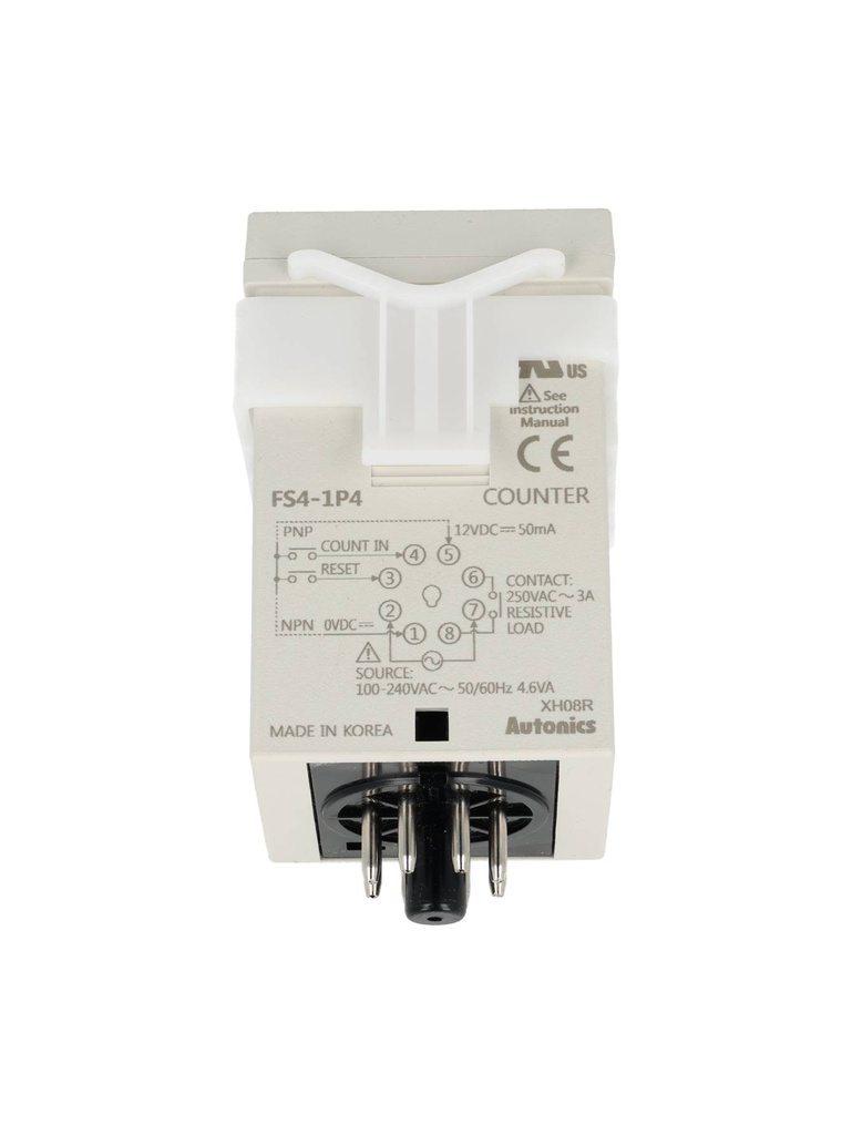 FS4-1P4 — CONTADOR 1/16 DIN, 4D, SALIDA RELAY 100-240VCA (REQUIERE BASE)