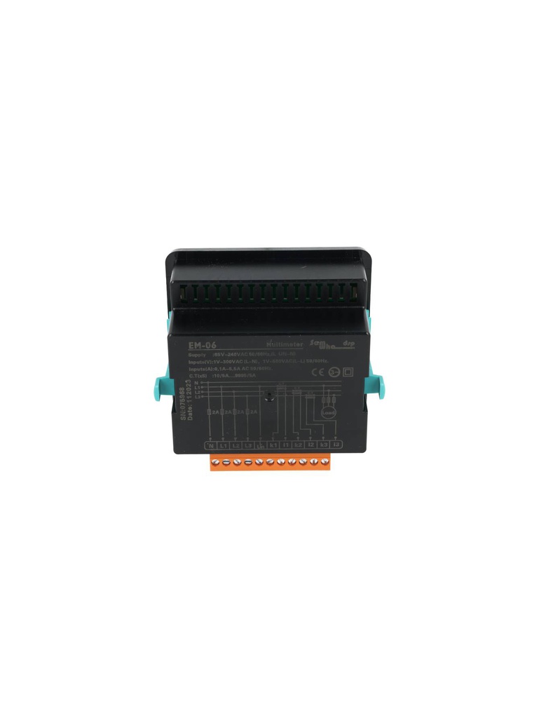 TP-TM-100 — MEDIDOR TRIFÁSICO 100A PARA TABLERO 1-500VCA INCLUYE DONAS (100MA-5A) ALIMENTACIÓN 85/240VCA 96X96MM