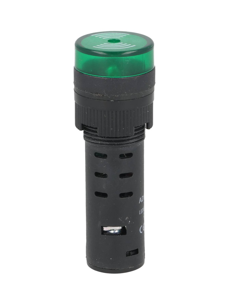 BLIR12V — BUZZER INTERMITENTE 16MM 12V LED VERDE 85DB *NO SON A PRUEBA DE EXPLOSIÓN*