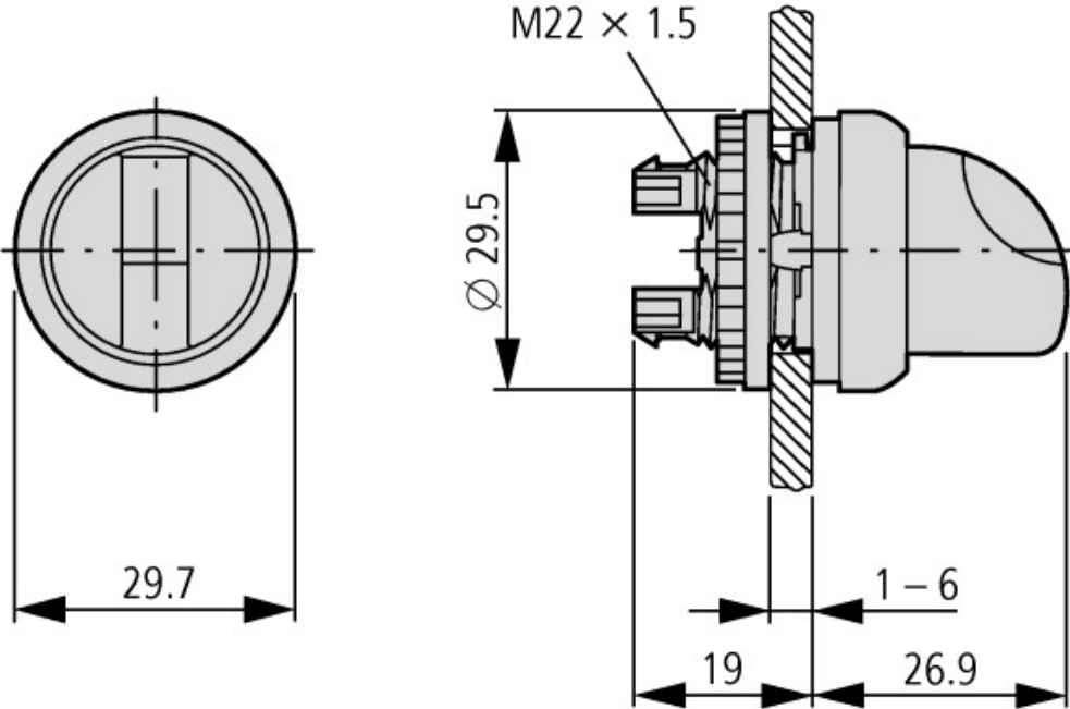 M22-WRS — SELECTOR CON LLAVE ENCLAVADO 2 POSICIONES