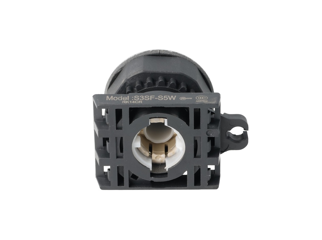 S3SF-S5W — SWITCH SELECTOR BLANCO MANIJA CORTA, 30mm, 3 POSICIONES Y RETORNO