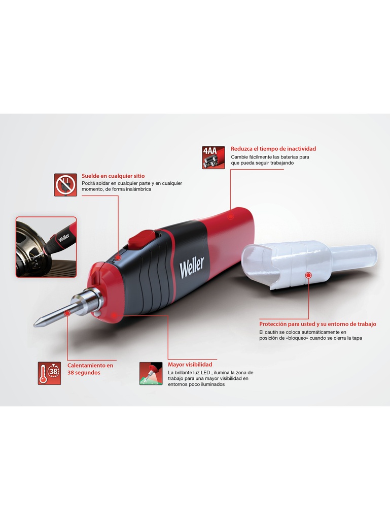 WLIBAK8 — CAUTÍN INALÁMBRICO WELLER DE 6 W / 8 W CON PILAS AA