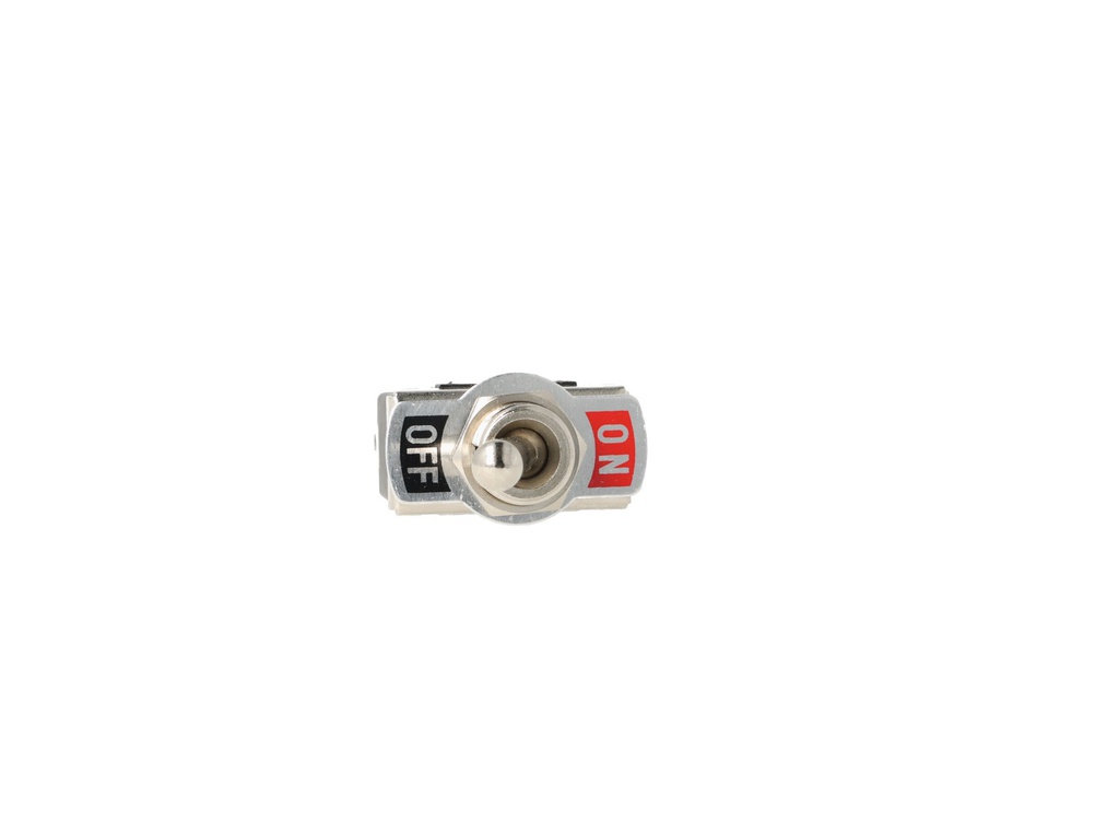 XT-11A — INTERRUPTOR DE PALANCA 2 TERMINALES, Número de polos: 1  Posiciones: ON-OFF  Capacidad: 20/15A  125/277VAC   2HP 125/277VAC 1.5HP   125/277VAC para un pulso momentaneo  Terminales: 2 lenguetas de 6.3mm  Montaje: Diametro 12mm