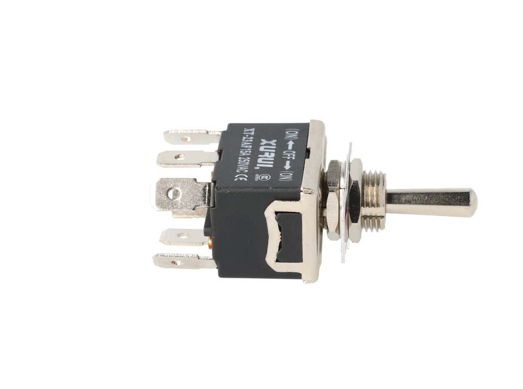 XT-23AF — INTERRUPTORES DE PALANCA 6 TERMINALES Posiciones: PULS-OFF-PULS Capacidad: 20/15A 125/277VAC 