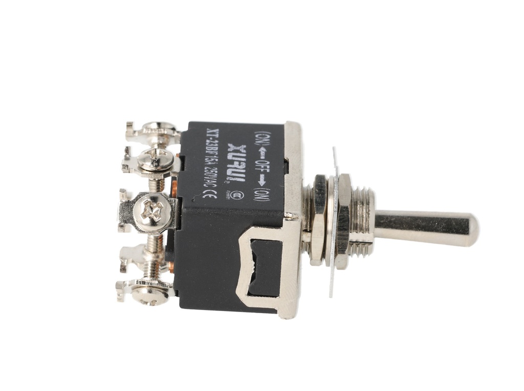 XT-23BF — INTERRUPTORES DE PALANCA 6 TORNILLOS Posiciones: PULS-OFF-PULS Capacidad: 20/15A 125/277VAC 