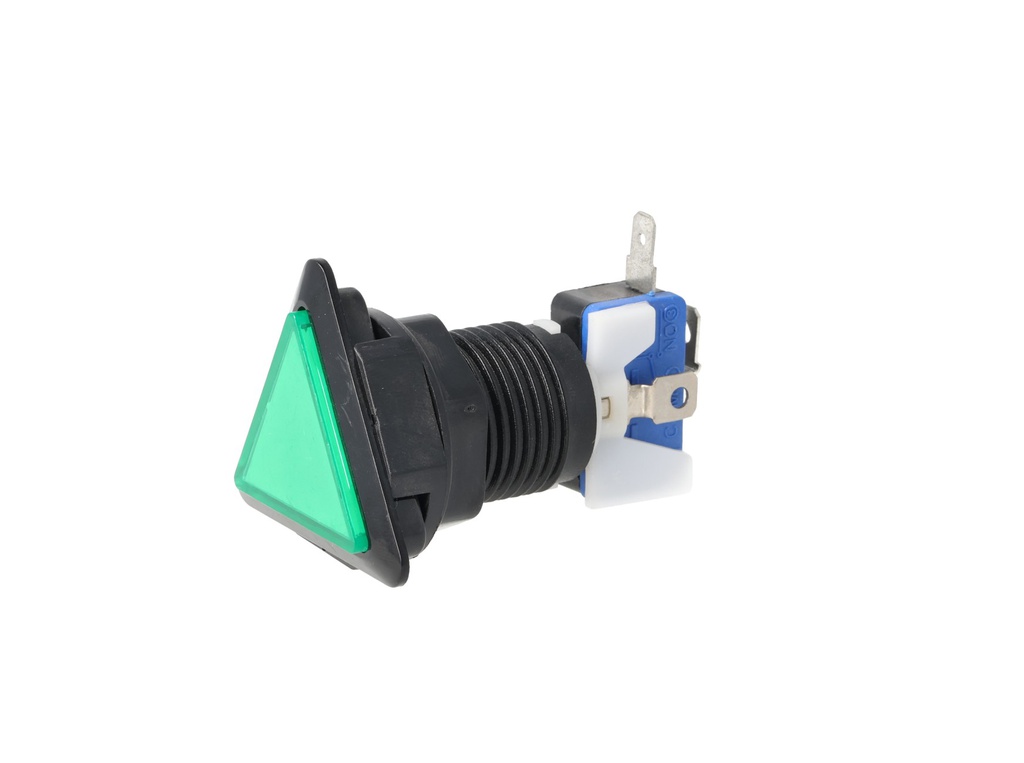 TP-TSG — SWITCH TRIANGULAR VERDE 39 X39 X 39LED 12/5VCD, CON MICROSWITCH INTERCAMBIABLE.