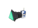 TP-TSG — SWITCH TRIANGULAR VERDE 39 X39 X 39LED 12/5VCD, CON MICROSWITCH INTERCAMBIABLE.