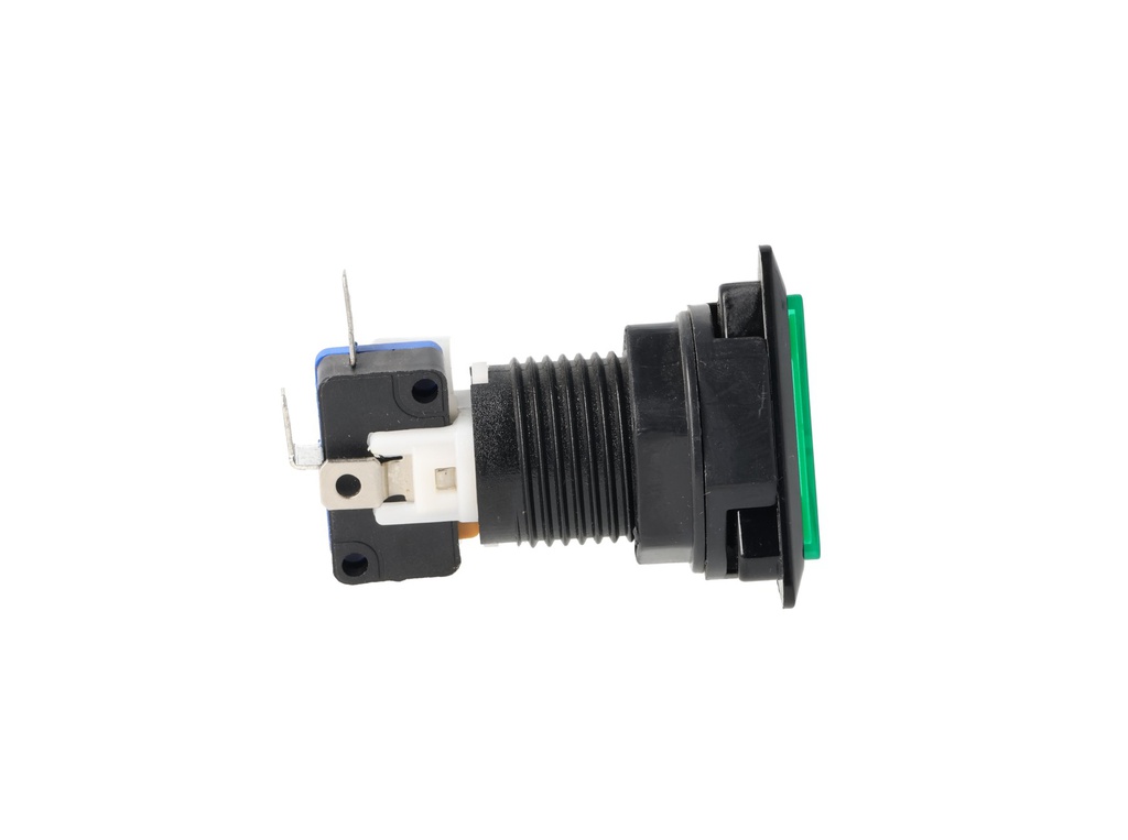 TP-TSG — SWITCH TRIANGULAR VERDE 39 X39 X 39LED 12/5VCD, CON MICROSWITCH INTERCAMBIABLE.