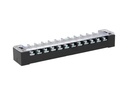 TB-1512 — BLOQUE DE TERMINALES MONTAJE FIJO 15AMP12 POLOS, 600V, CALIBRE 16 AWG, 100°C,  (A PRUEBA DE FUEGO) 17x124x22mm