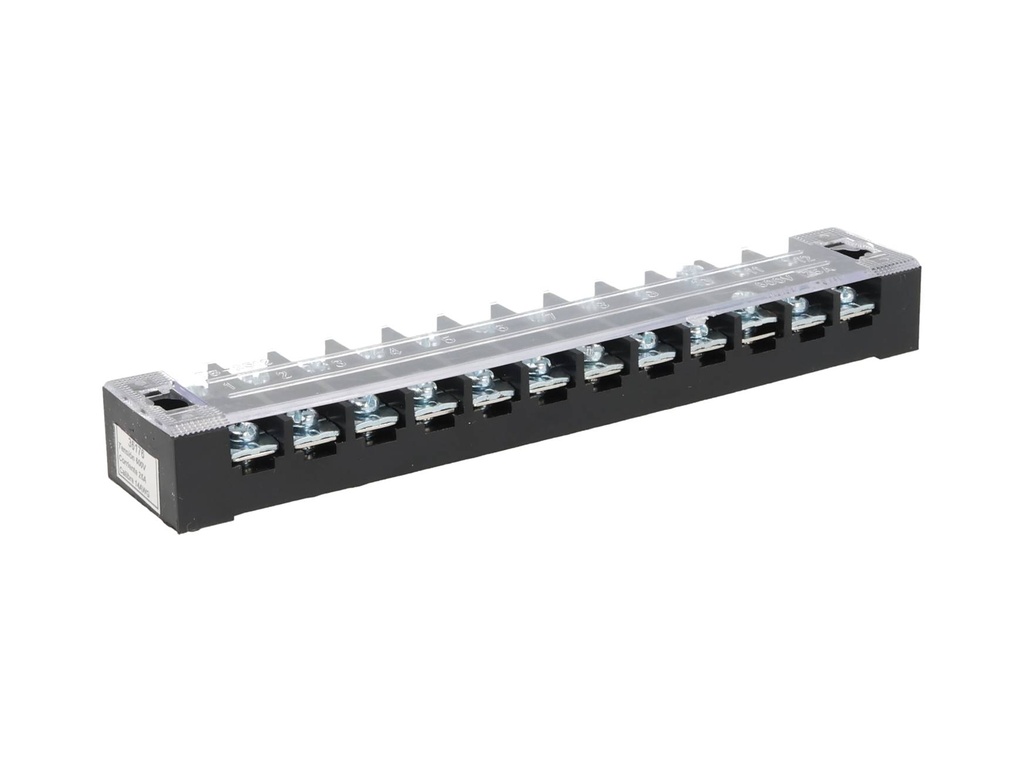 TB-2512 — BLOQUE DE TERMINALES MONTAJE FIJO 25AMP12 POLOS, 600V, CALIBRE 14 AWG, 100°C (A PRUEBA DE FUEGO) , 19x162x30mm
