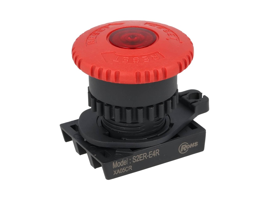 S2ER-E4R — BOTON PARO DE EMERGENCIA ILUMINADO, HONGODE 40mm