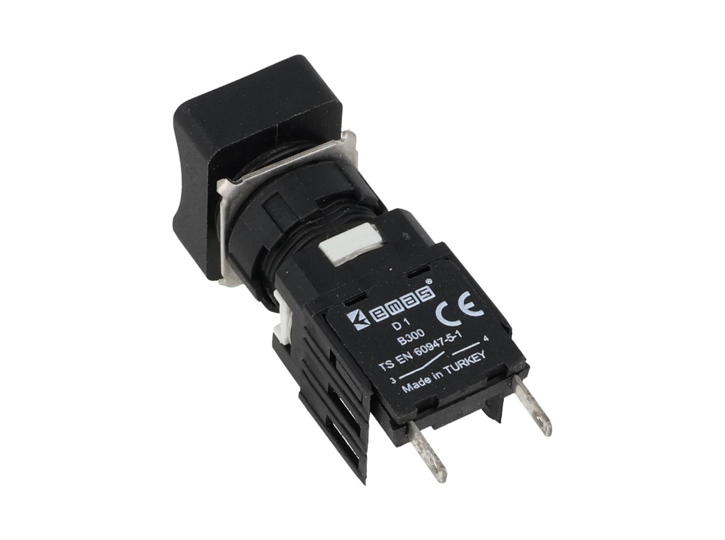 D100DDS — BOTON PULSADOR 16mm, NO ILUMINADO AMARILLO, RASANTE MOMENTANEO RECTANGULAR, INCLUYE 1 CON NA (MAXIMO 2 CONTACTOS) 