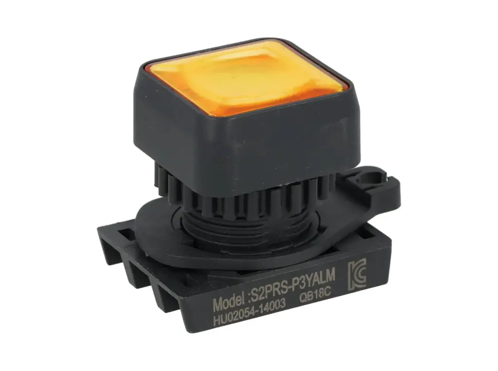 S2PRS-P3Y — BOTON PULSADOR CUADRADO, LED AMARILLO