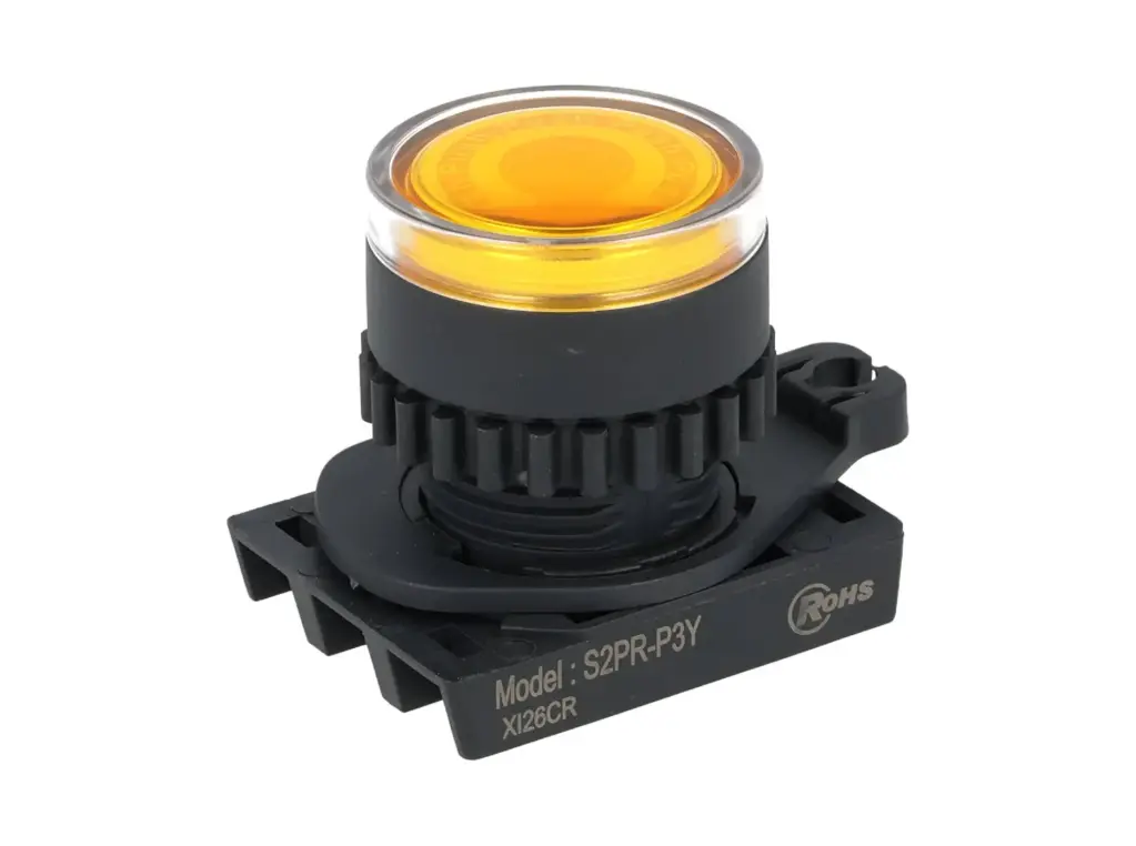 S2PR-P3Y — BOTON PULSADOR LED AMARILLO 22MM
