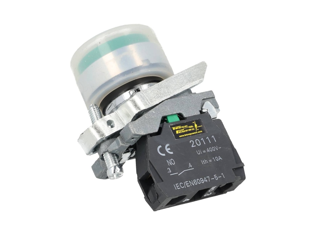 TP-XB4-HOG — BOTON PULSADOR METALICO CON CAPUCHON VERDE22mm NA *NO SON A PRUEBA DE EXPLOSION*