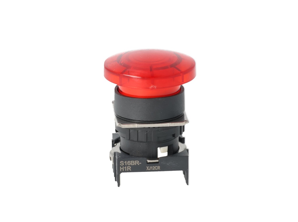 S16BR-H1R — BOTON PULSADOR ROJO 16MM TIPO HONGO