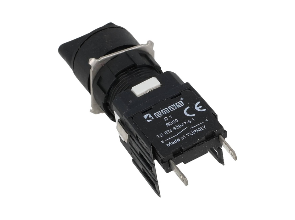 D100YS20 — BOTON SELECTOR 16mm, 2 POSICIONES MANTENIDO, 1CNA, NEGRO