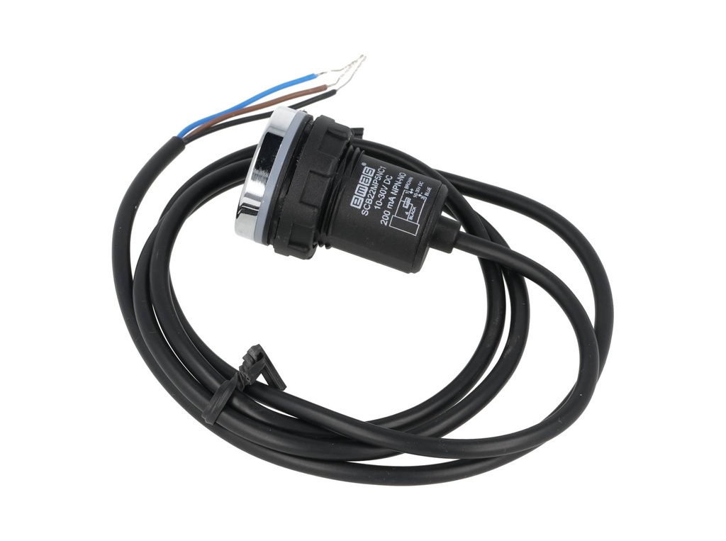 SCB22MP5NC1 — BOTON TÁCTIL CAPACITIVO (TOUCH) 22mm, MANTENIDO, NPN-NA, 1m CABLE, VOLTAJE OPERACIÓN 10-30VCD