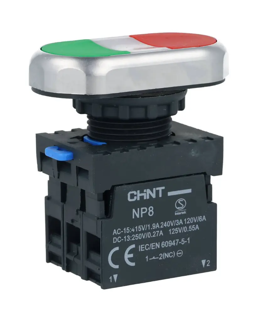 NP8-11SD — BOTONERA DOBLE ROJO VERDE CON LED 110-230V1NA-1NC *NO SON A PRUEBA DE EXPLOSION*