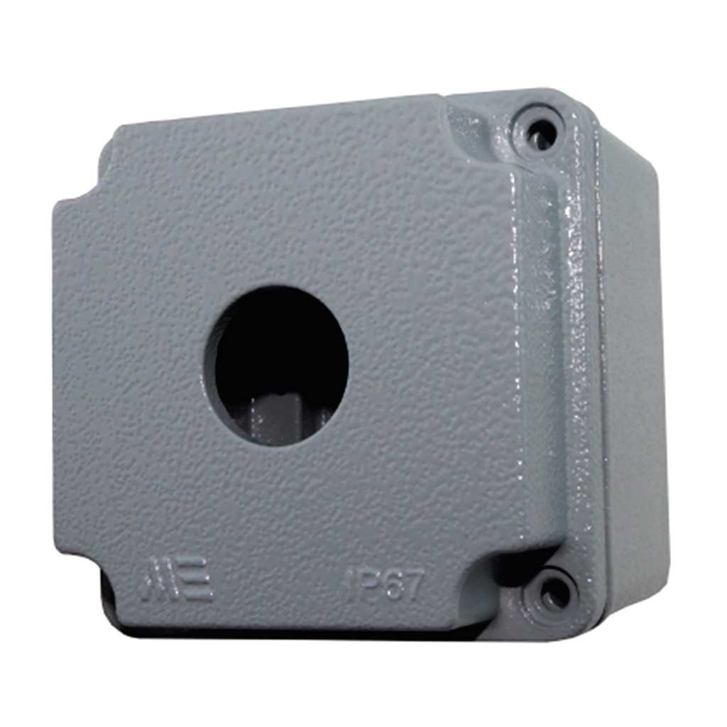 40260005 — BOTONERA PARA 1 OPERADOR DE 22mm, ALUMINIOCOLOR GRIS 80X80X73mm