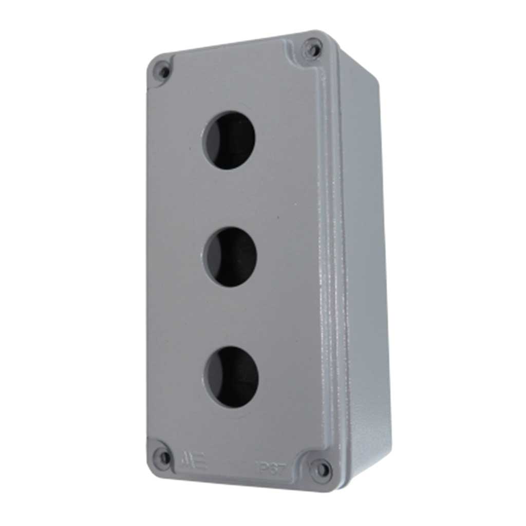 40262005 — BOTONERA PARA 3 OPERADOR 22mm, ALUMINIO COLOR GRIS 80X170X73mm