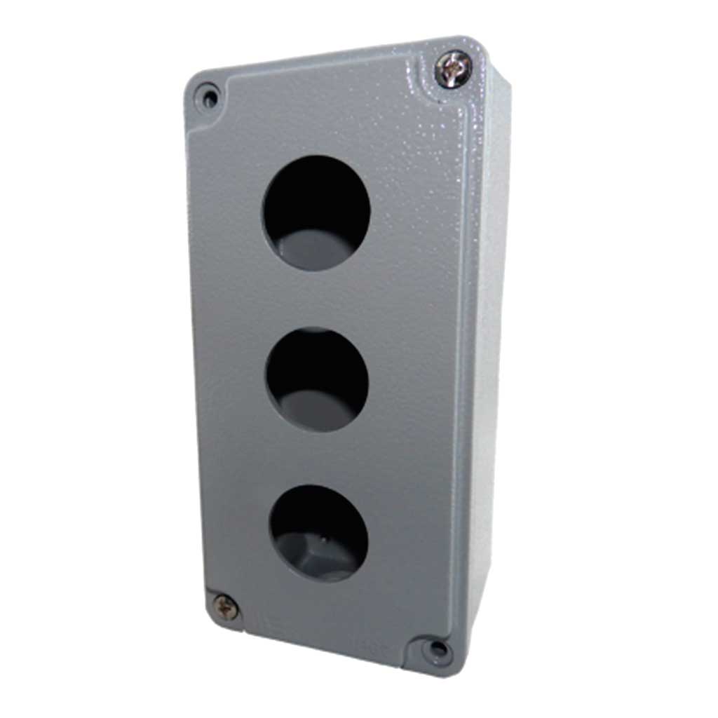 PBBOX303 — BOTONERA PARA 3 OPERADORES 30mm, ALUMINIO COLOR GRIS 80X170X73mm
