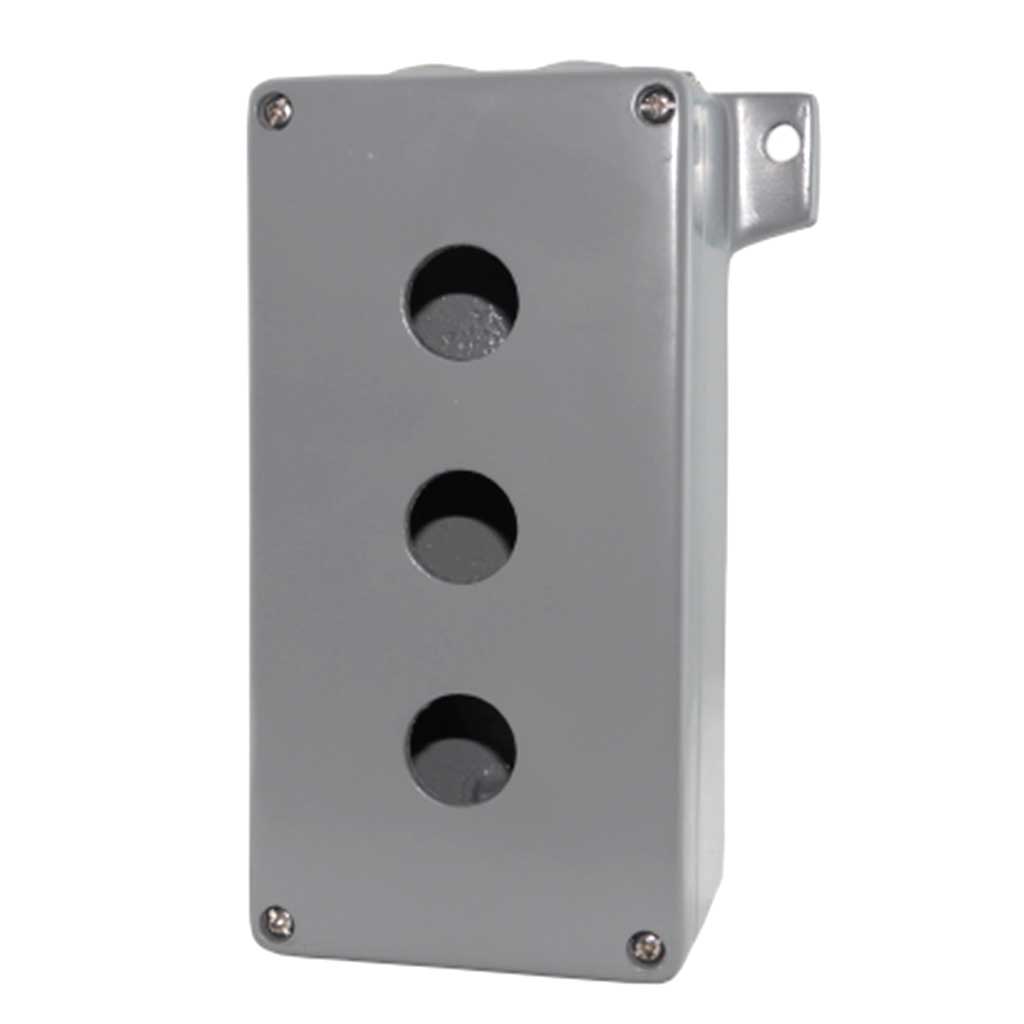 2-006-E-12 — BOTONERA PARA 3 OPERADORES ALUMINIO COLOR GRIS