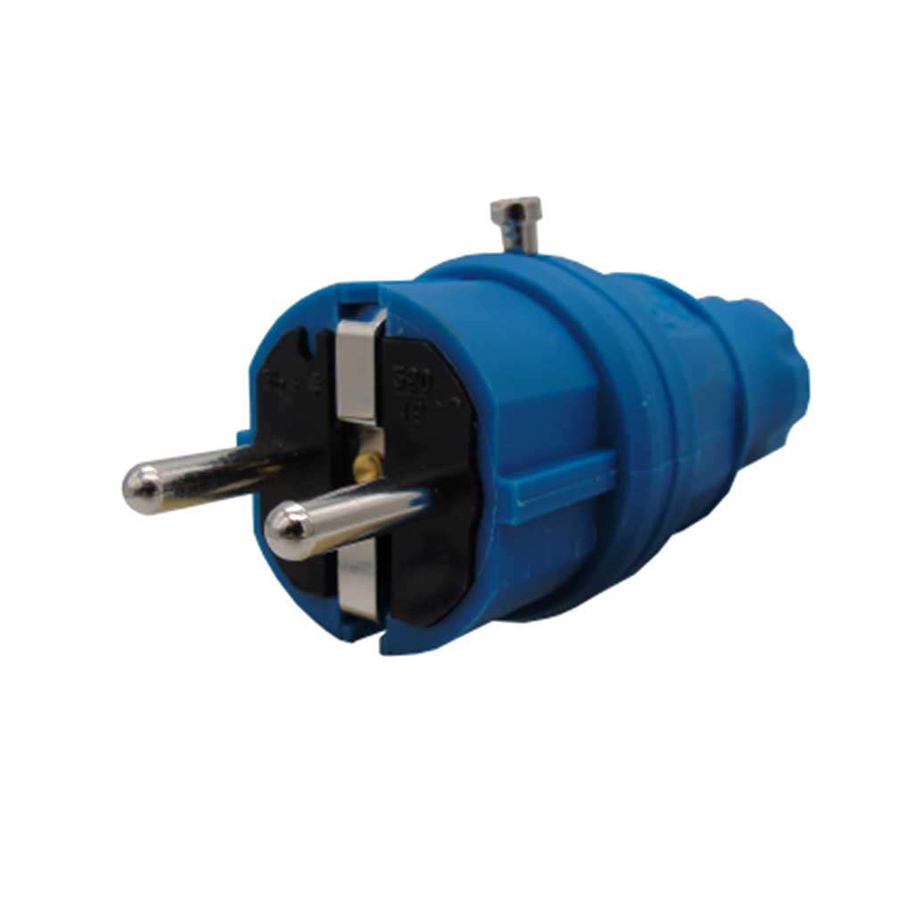 404001-06 — CLAVIJA TIPO EUROPEO AZUL 2 POLOS+ T, 220-240V, 50-60HZ