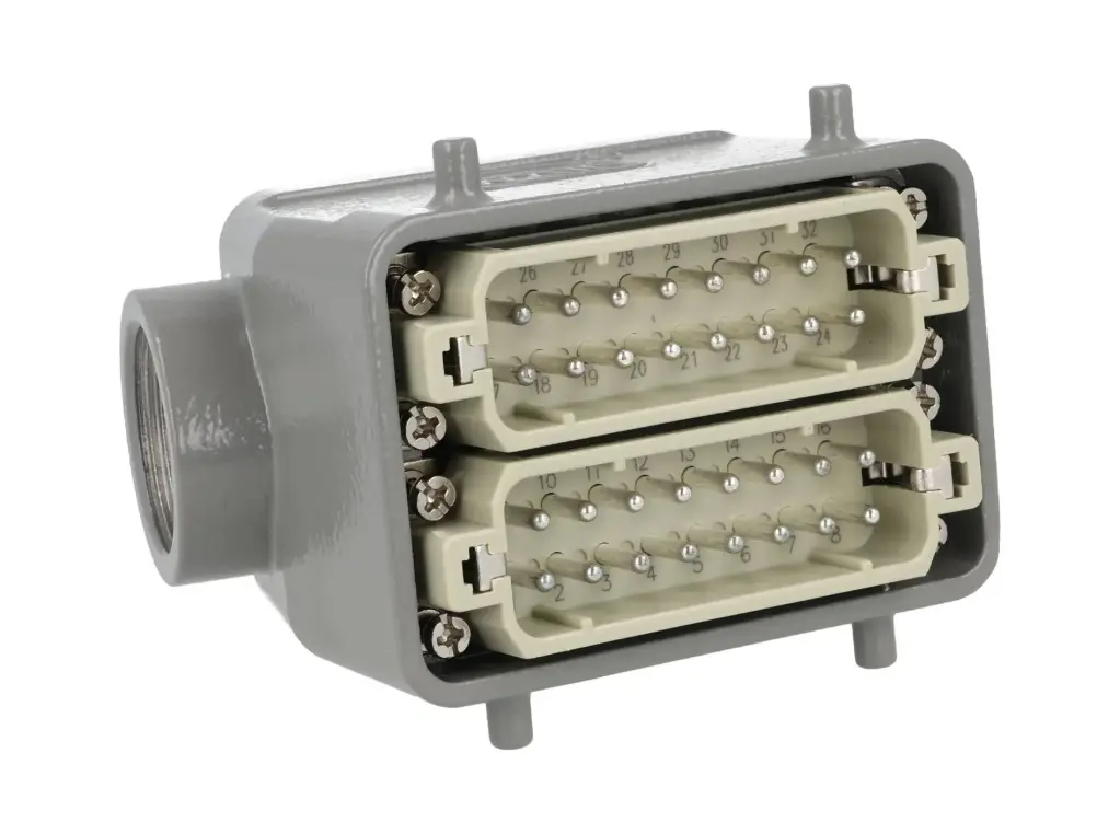 MIC10-32P-SIDE — CONECTOR INDEPENDIENTE MACHO 10A 400V 32PIN, 90° (HEMBRAS: FIC10-32P-B/B-C)  (PG21) 