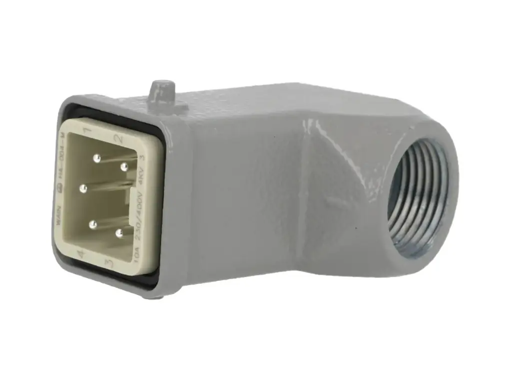 MIC10-4P-SIDE — CONECTOR INDEPENDIENTE MACHO 10A 400V 4PIN, 90° (HEMBRAS FIC-10-4P-B/B-CON F-C)  (PG11) 