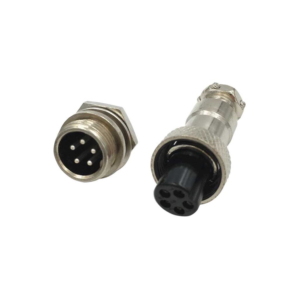 TP-GX12-5P — CONECTORES (PAR GX12 5 PIN MACHO/HEMBRAPARA PANEL Y EXTENSION 5A/125VCA, 12mm